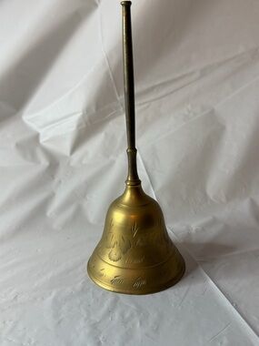 Vintage Solid Brass Teachers 6” Bell with Decorative Markings
